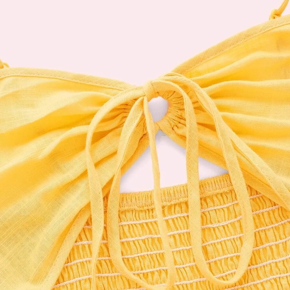 Shirted Waist Tie Front Cut Out Romper - Picture 3 of 3